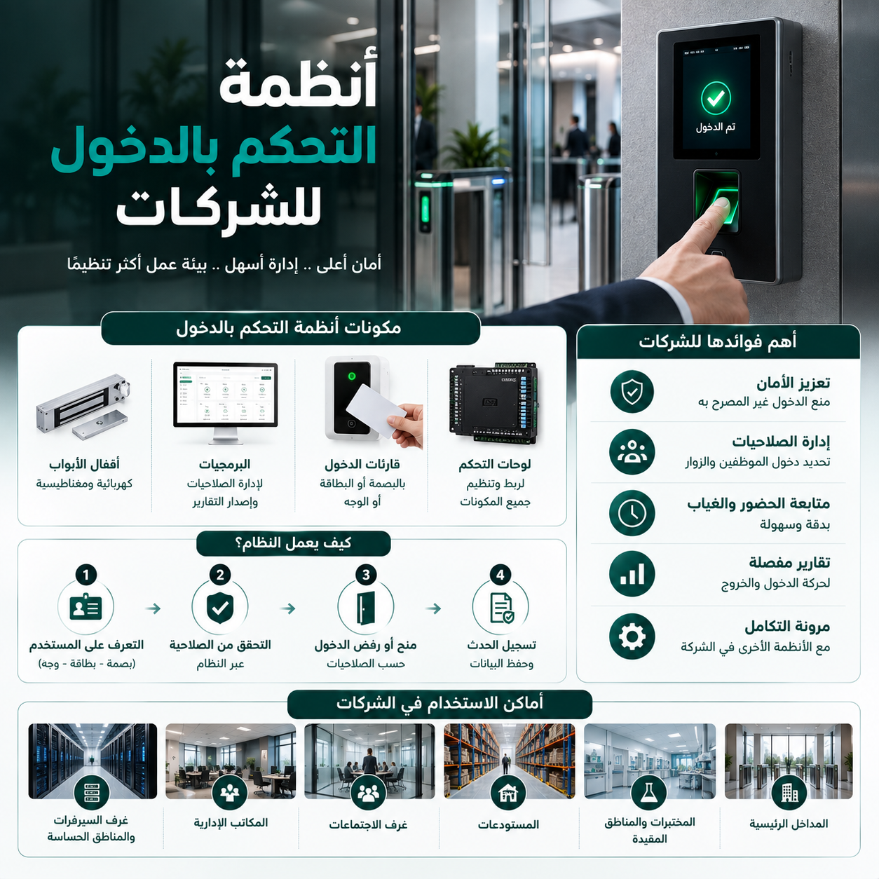أنظمة التحكم بالدخول للشركات: أمان ذكي وإدارة أكثر دقة