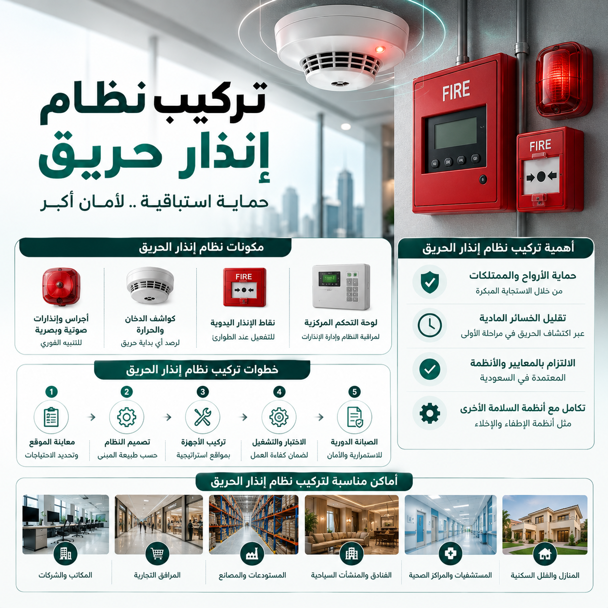 كيفية تركيب نظام إنذار الحريق خطوة بخطوة
