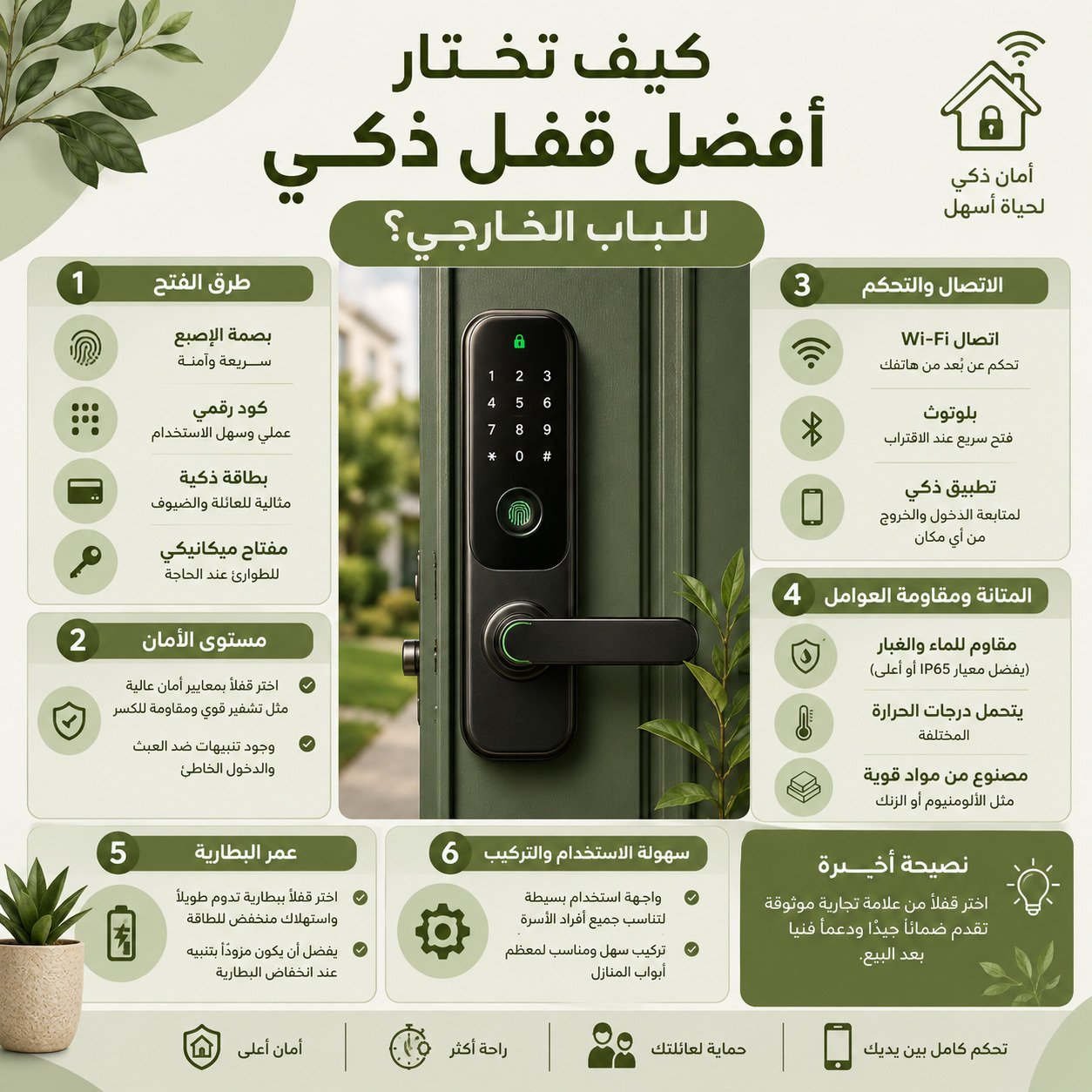 كيف تختار أفضل قفل ذكي للباب الخارجي؟