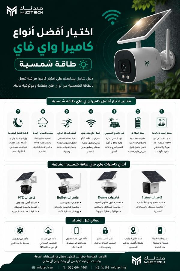 اختيار أفضل أنواع كاميرا واي فاي طاقة شمسية
