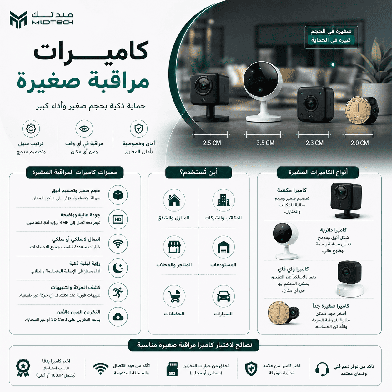 كاميرات مراقبة صغيرة: حل عملي للمساحات التي تحتاج إلى مراقبة دقيقة